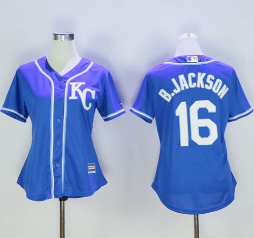 Royals #16 Bo Jackson Blue Women's Alternate 2 Stitched MLB Jersey - Click Image to Close